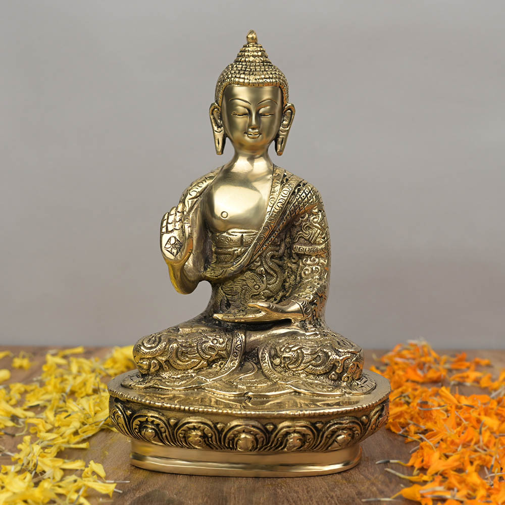 Blessing Gautam Buddha Brass Idol