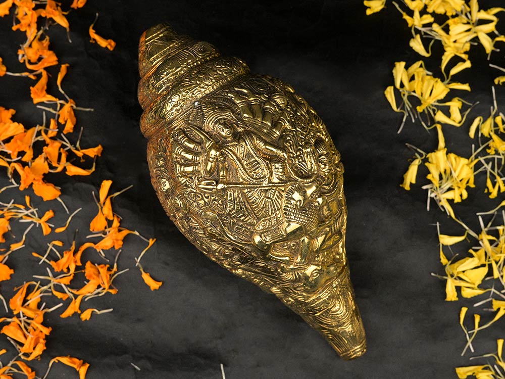 Hanging Mahishasurmardini Brass Shankh