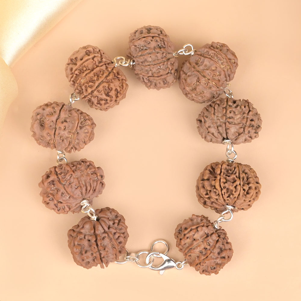 11 Mukhi Nepali Rudraksha 925 Silver Wire Bracelet