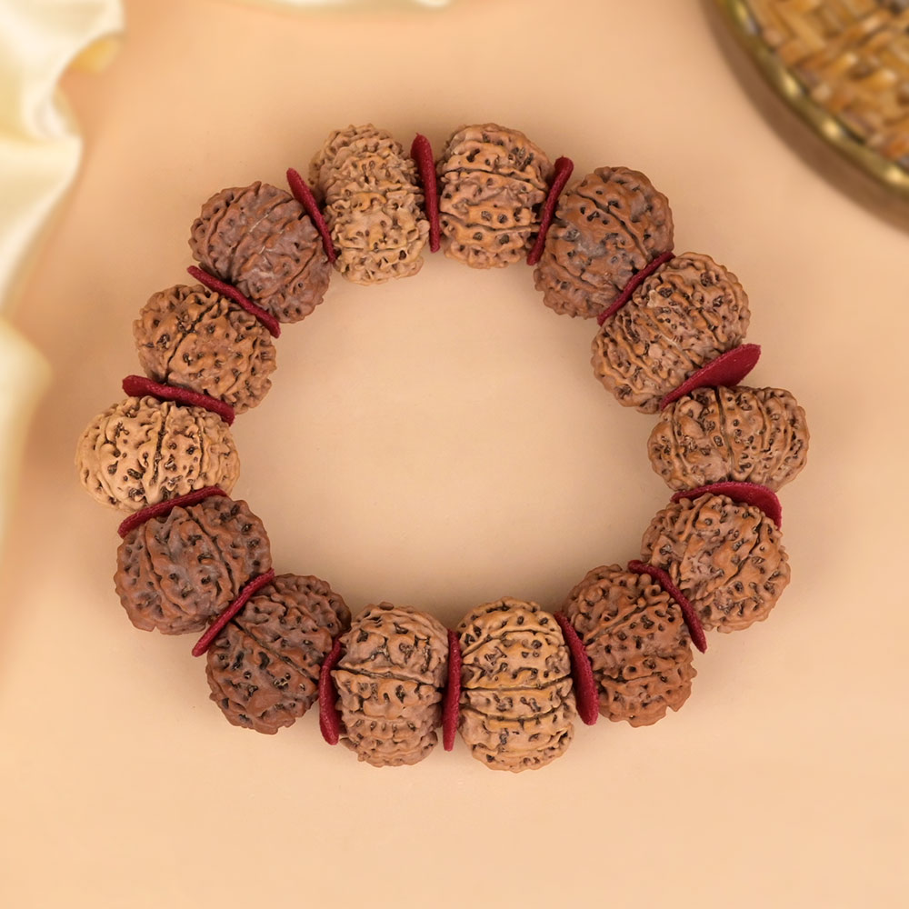 12 Mukhi Nepali Rudraksha Woolen Spacers Bracelet