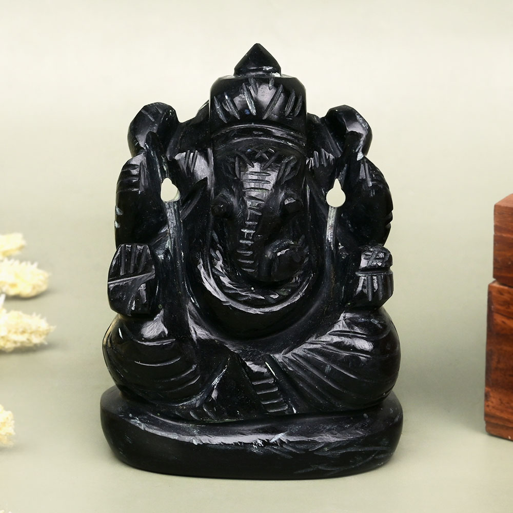 Obsidian Ganesha Idol - 311 gms