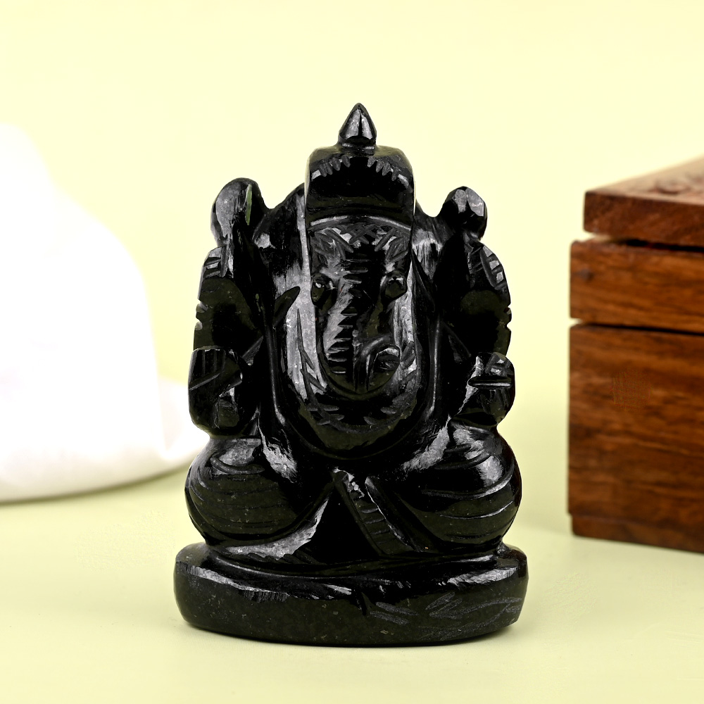 Obsidian Ganesha Idol - 140 gms