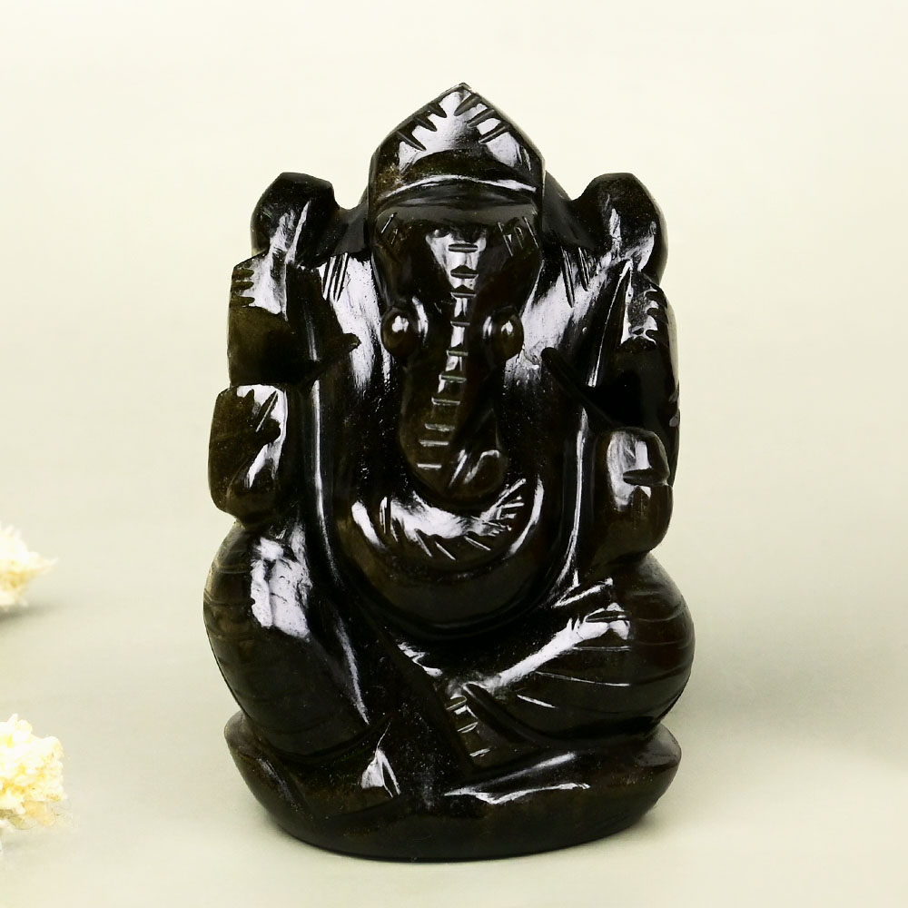 Obsidian Ganesha Idol - 76 gms