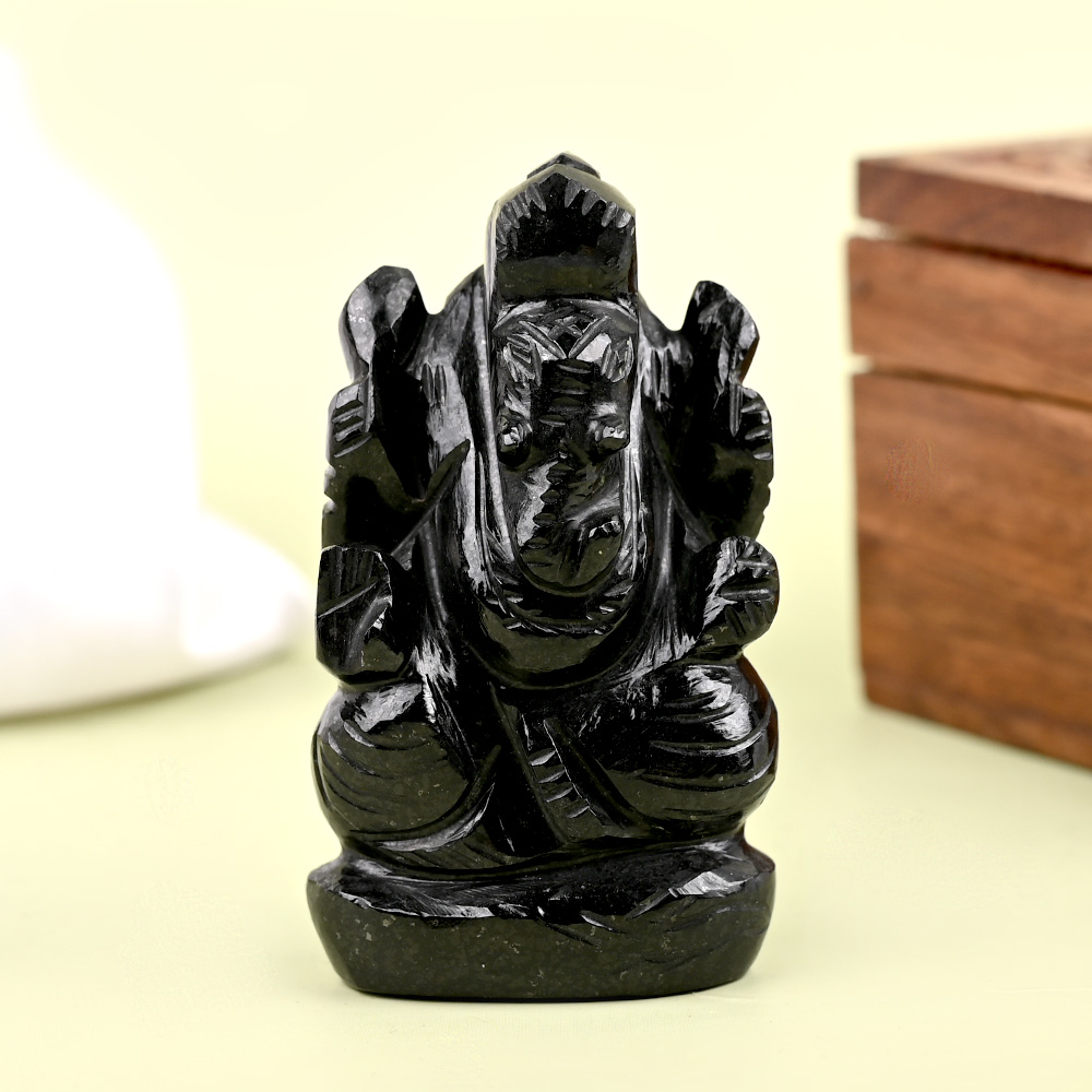Obsidian Ganesha Idol - 85 gms