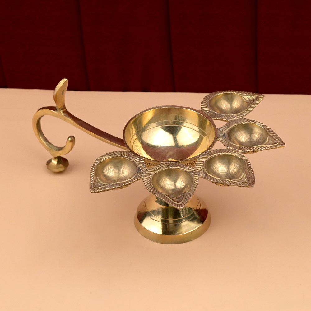 Traditional Panch Deepak Brass Aarti Diya