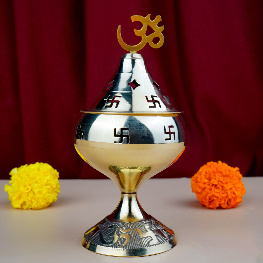 Brass OM Swastik Akhand Diya
