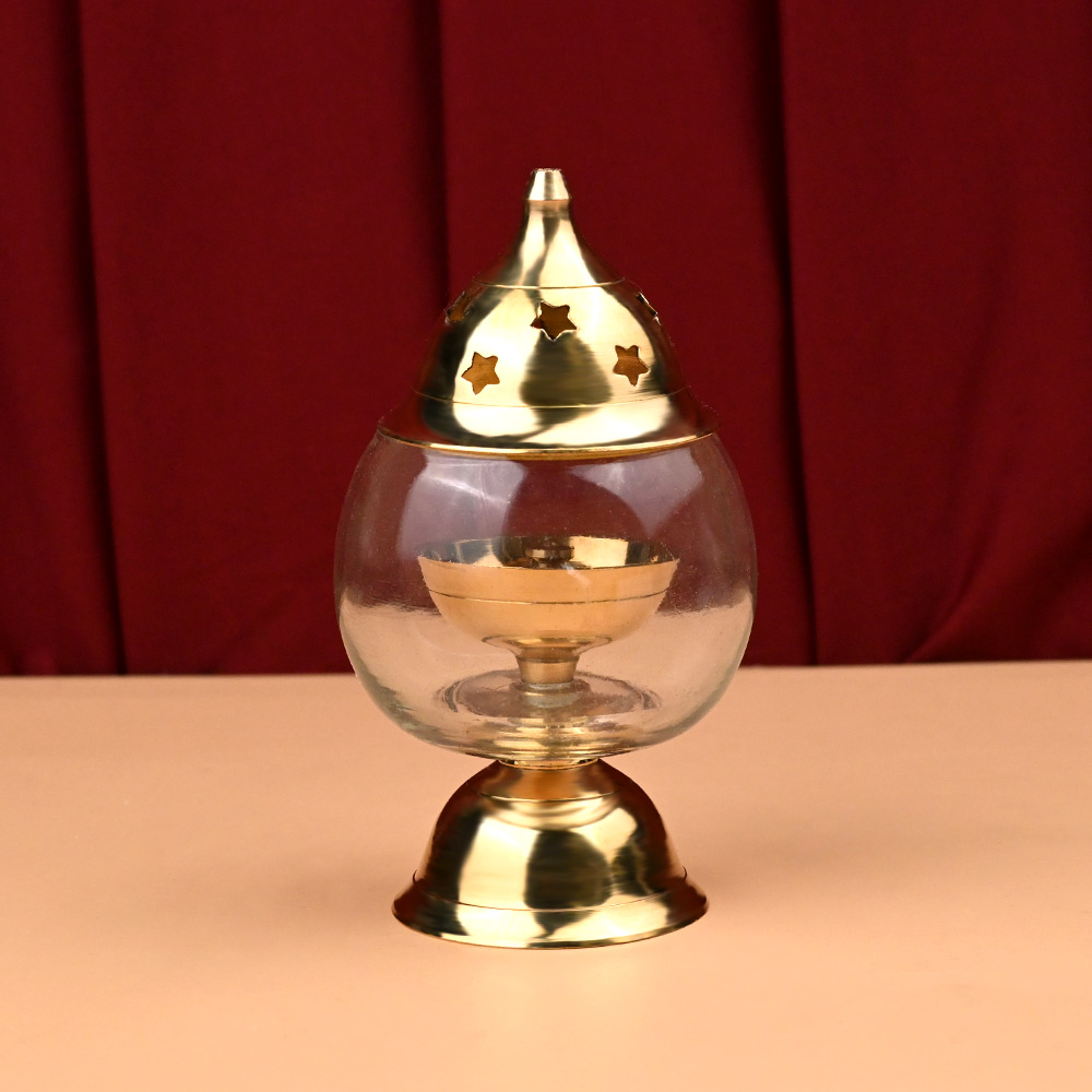 Brass Nanda Deep Glass Cover Diya
