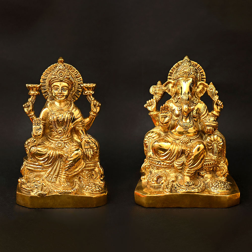 Laxmi Ganesh Brass Idol