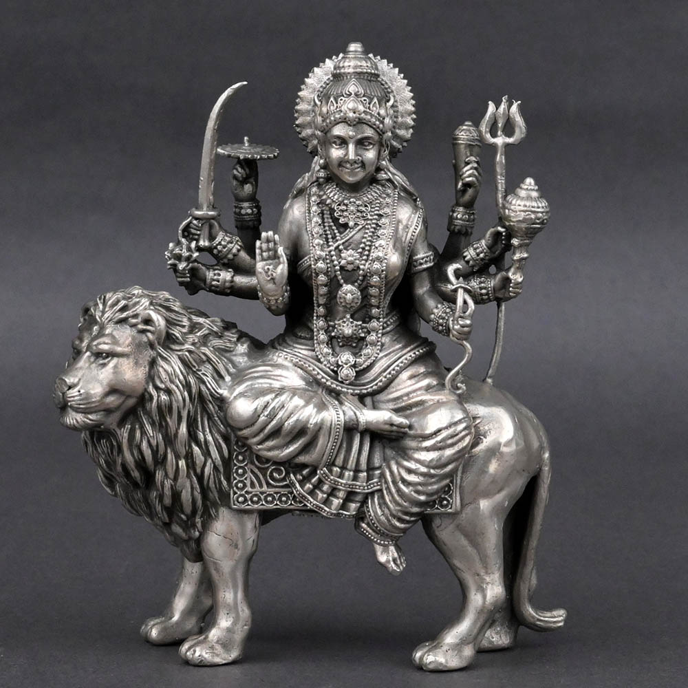 Sherawali Durga Devi 925 Sterling Silver Idol