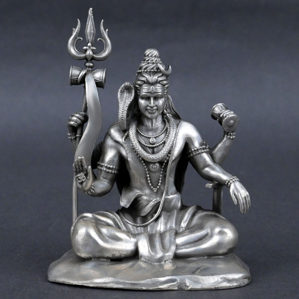 Meditating Shiva 925 Sterling Silver Idol