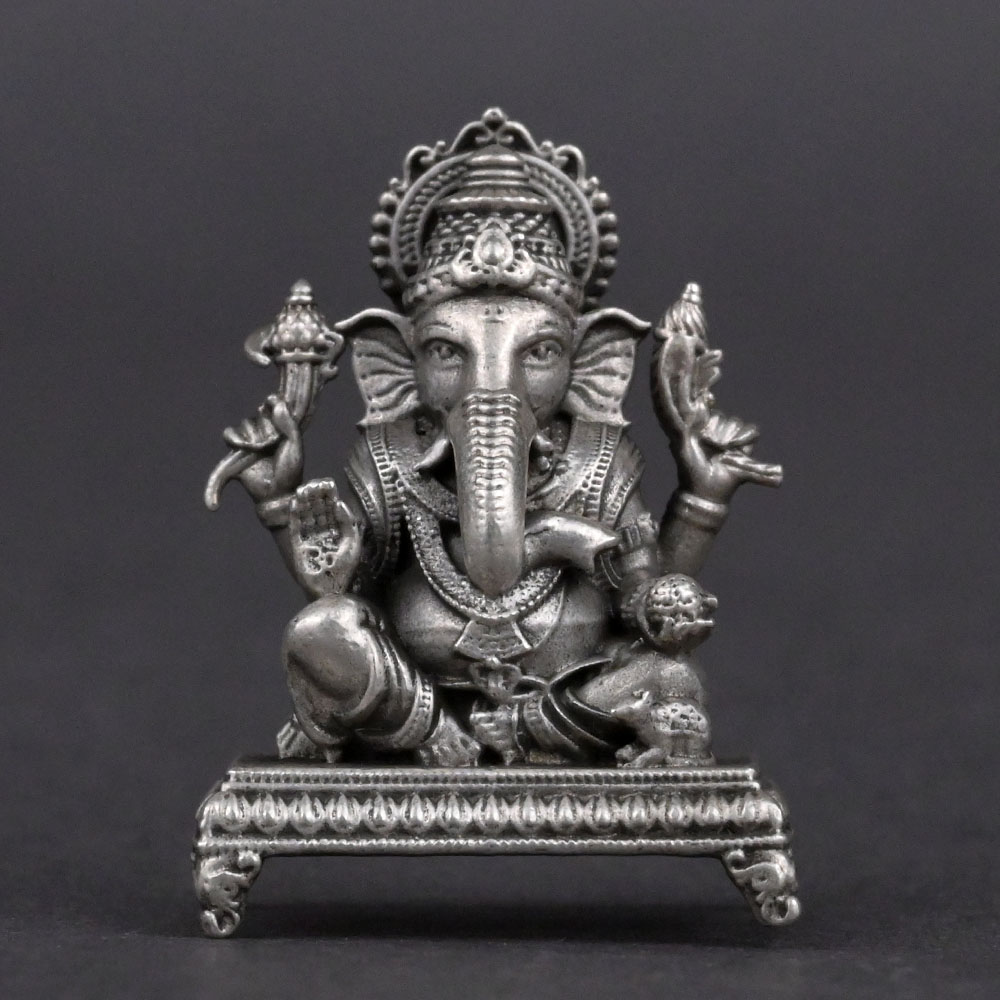 925 Silver Small Ganesh Oxidized Idol
