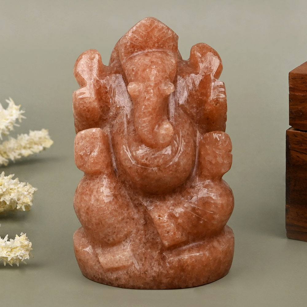Red Aventurine Ganesh Idol - 175.98 gms