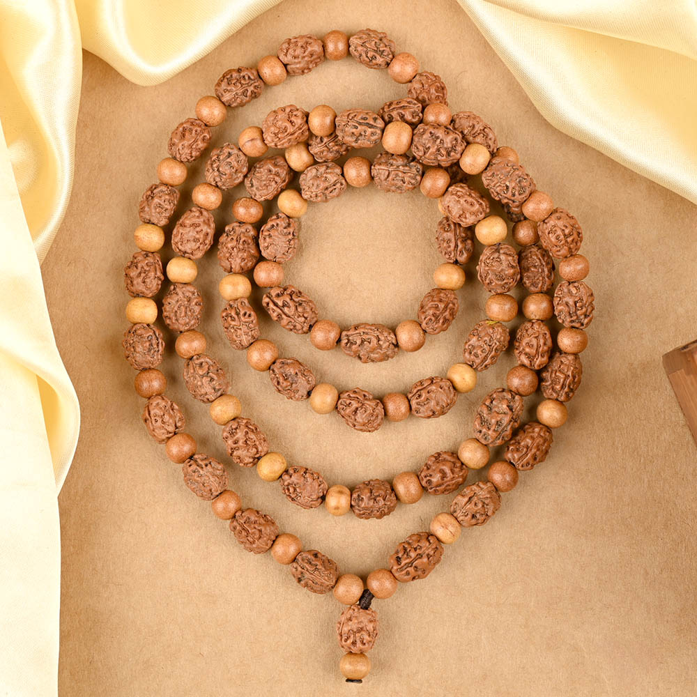 3 Mukhi Rudraksha x Sandalwood Mala