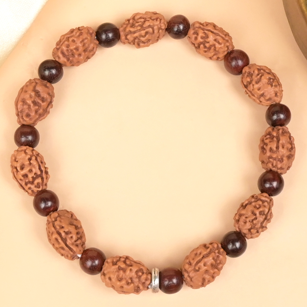 3 Mukhi Rudraksha x Red Sandalwood Bracelet