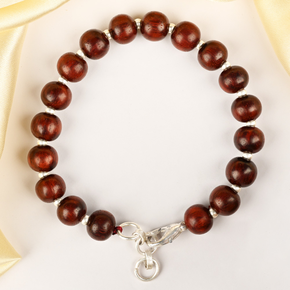 Red Sandalwood Silver Balls Bracelet