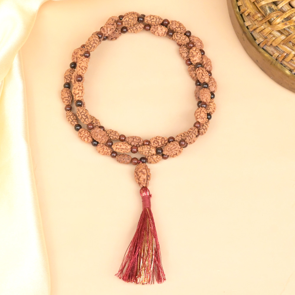 2 Mukhi Rudraksha & Red Sandalwood Mala