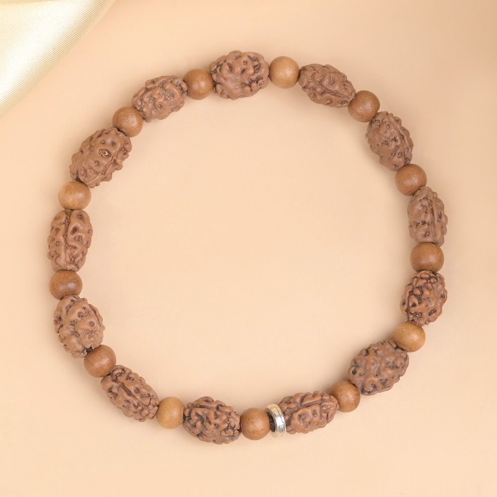 2 Mukhi Rudraksha & White Sandalwood Bracelet