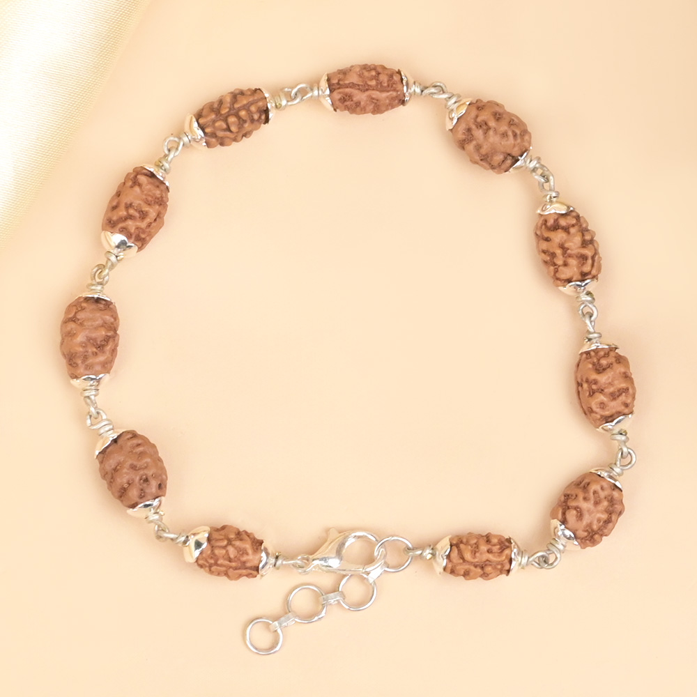 2 Mukhi Rudraksha Silver Flower Caps Bracelet