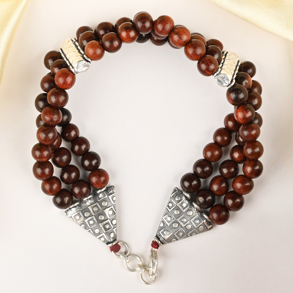 Red Sandalwood Triple Layer Bracelet