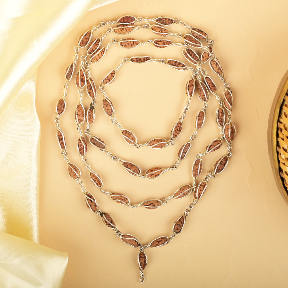 1 Mukhi Rudraksha 925 Silver Cage Design Mala