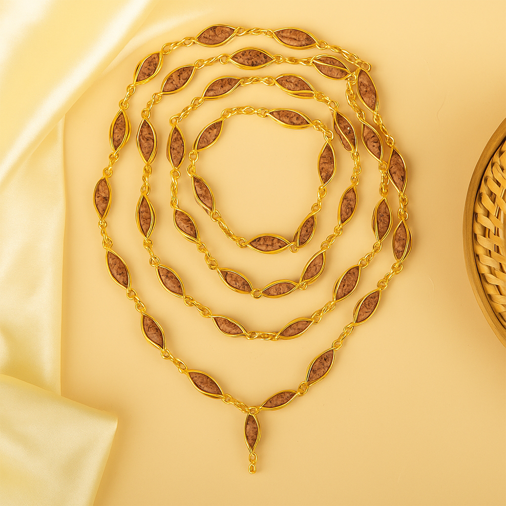 1 Mukhi Rudraksha 22K Gold Cage Design Mala