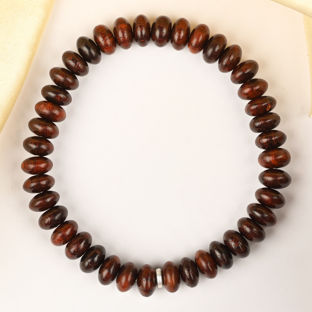 Red Sandalwood Elliptical Beads Bracelet