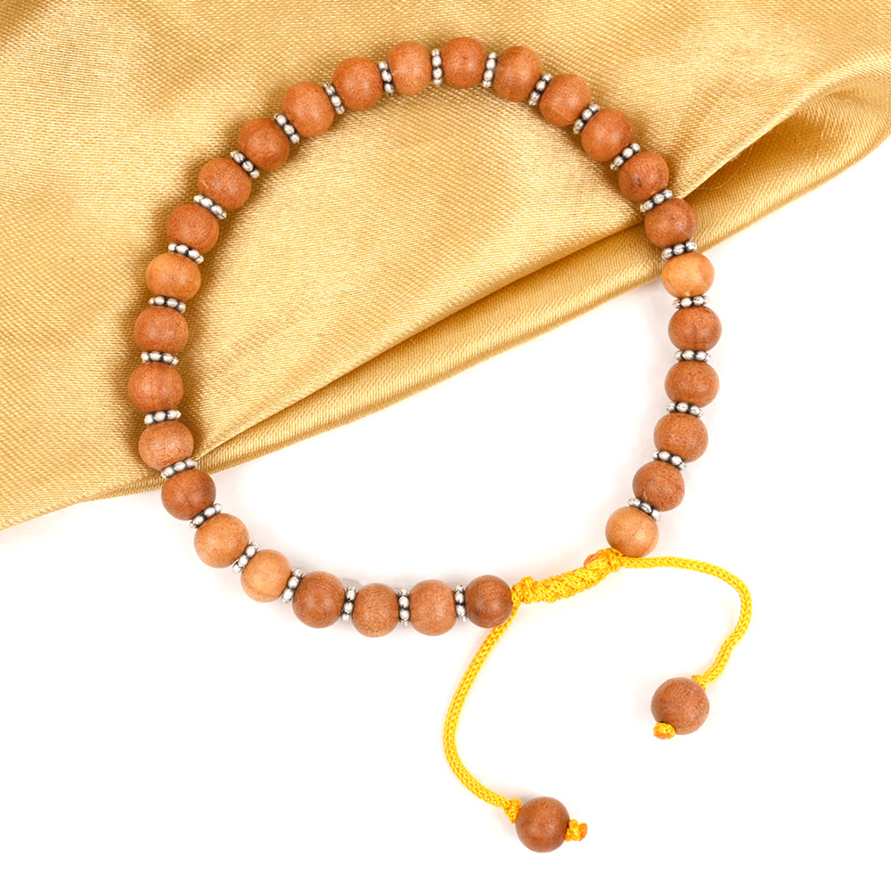 White Sandalwood Silver Chakri Adjustable Bracelet