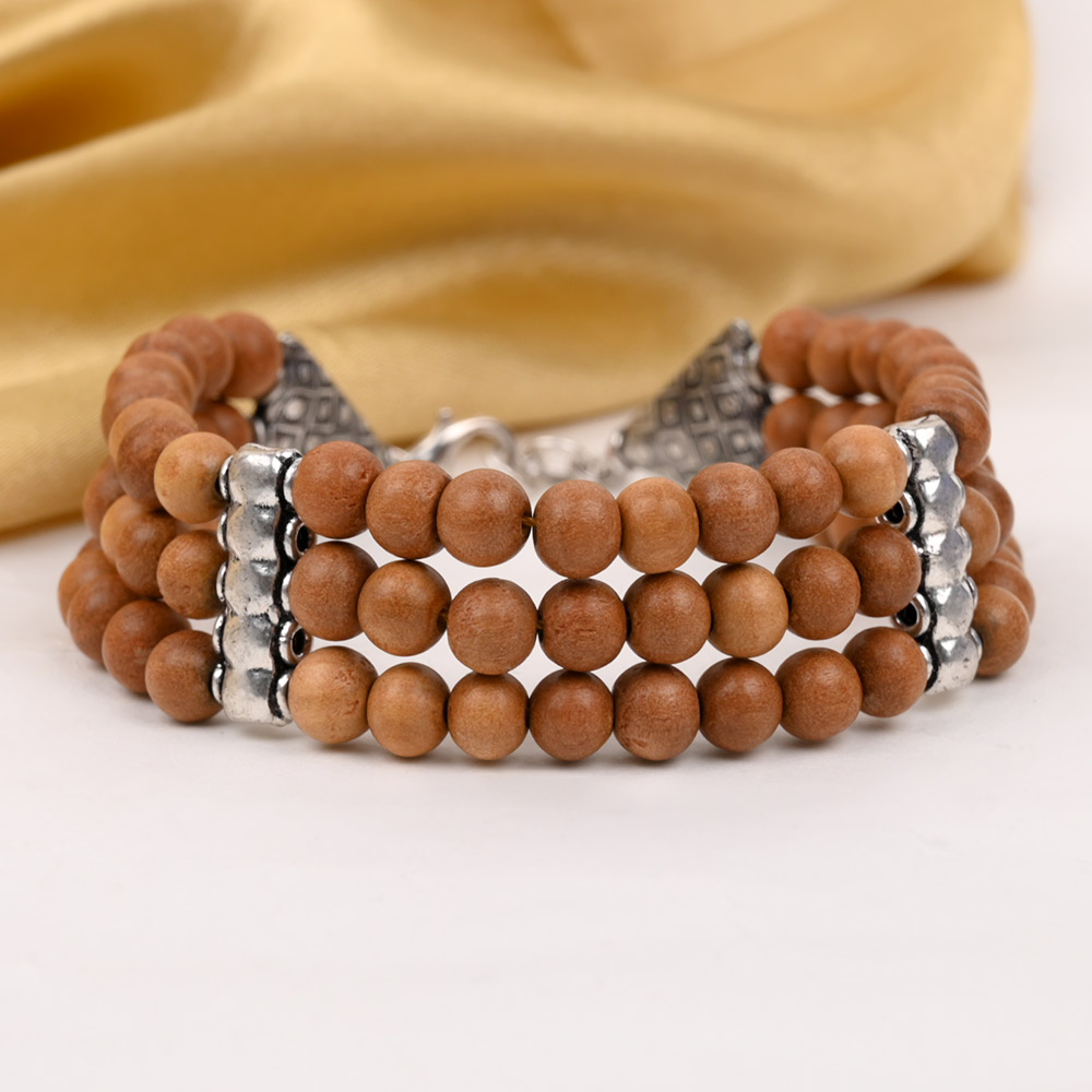 White Sandalwood Triple Layer Bracelet