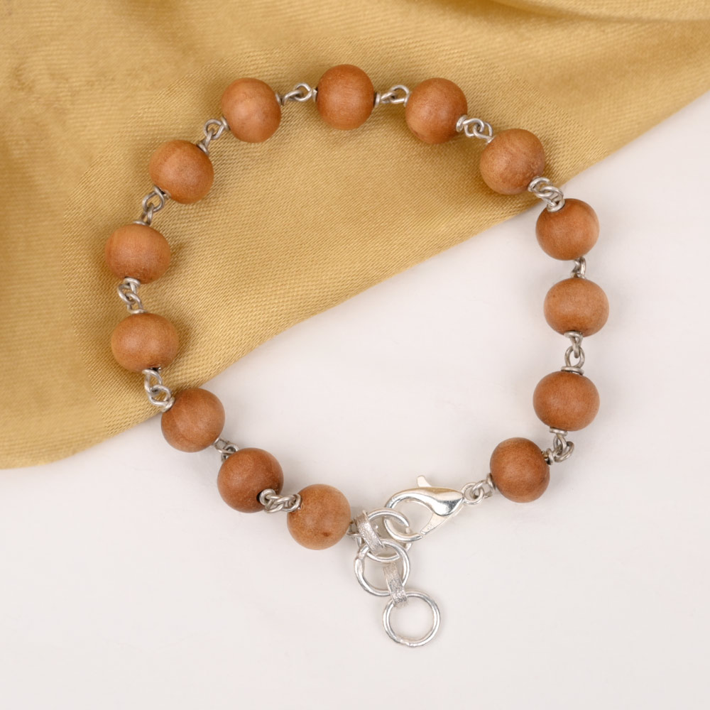 White Sandalwood Silver Wire Bracelet