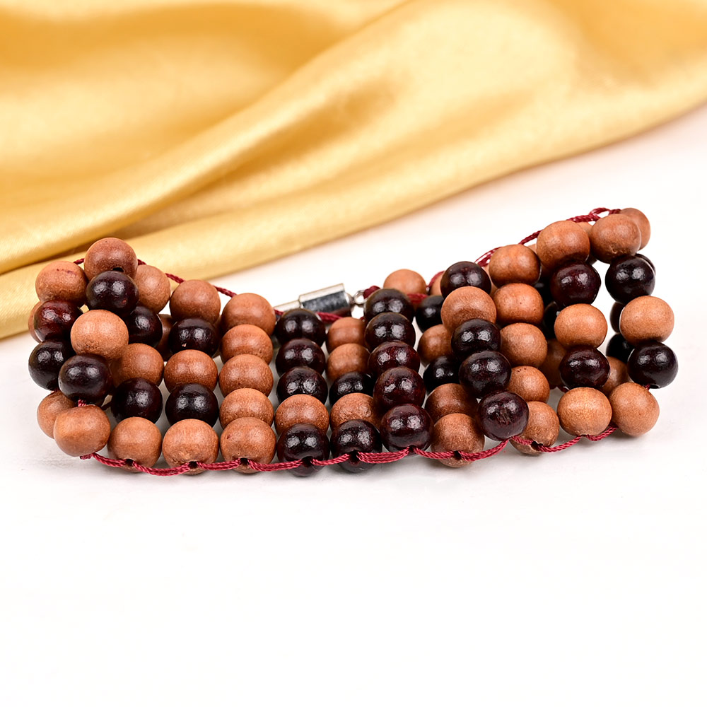 White & Red Sandalwood Multi Layer Bracelet