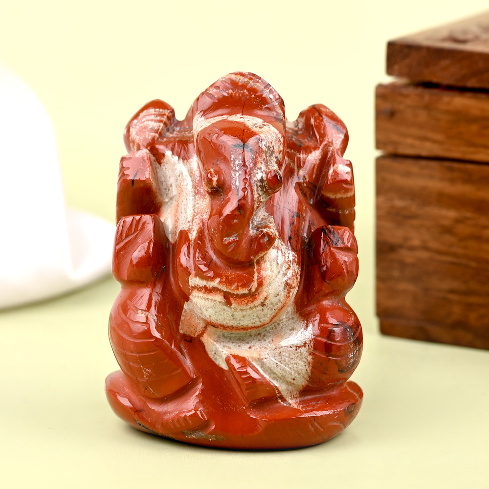 Red Jasper Ganesh Idol - 121 gms