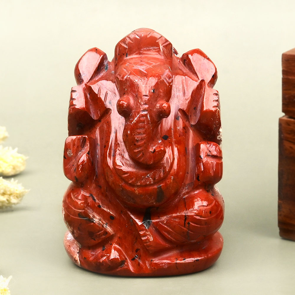 Red Jasper Ganesh Idol - 139 gms