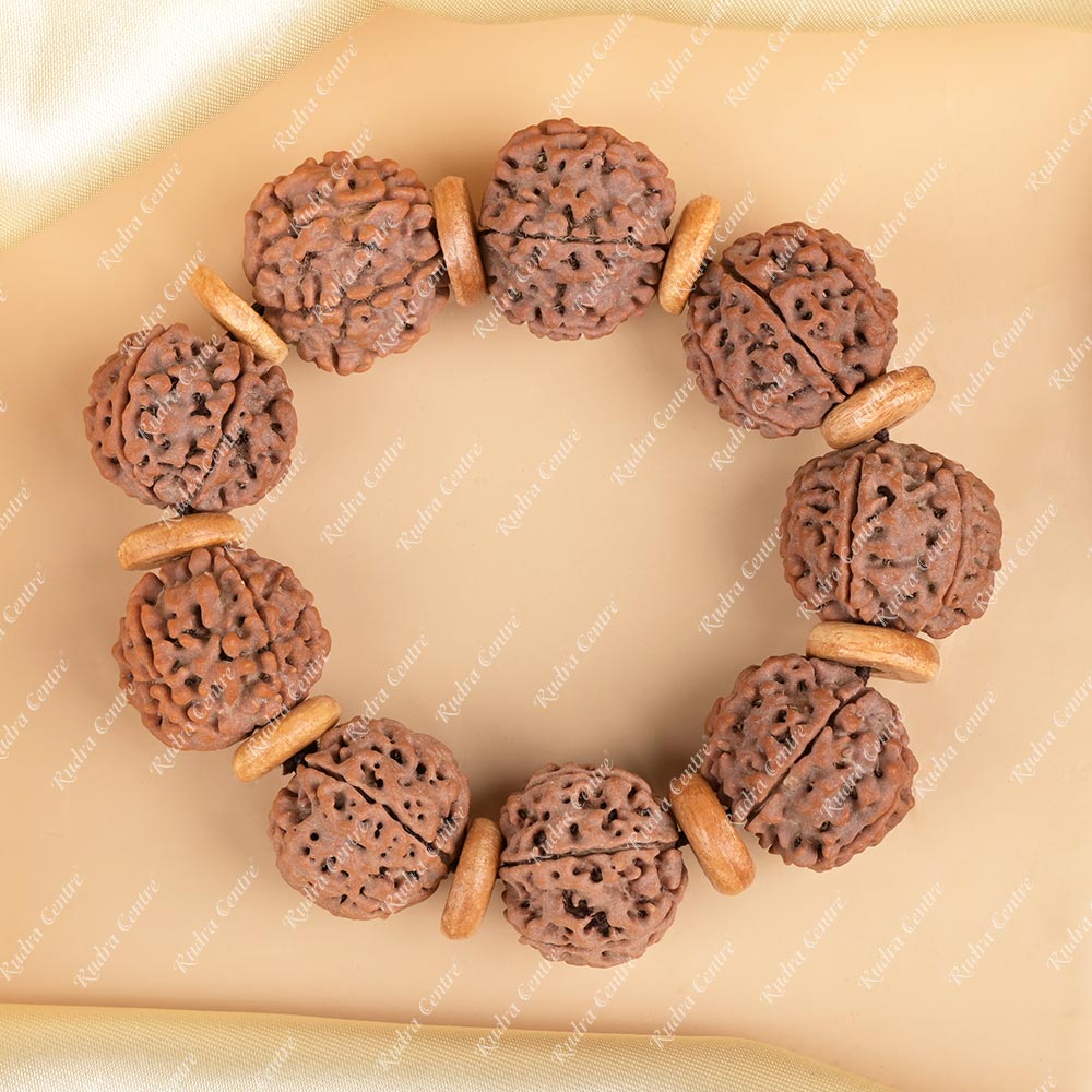 Buy 6 Mukhi Nepali Rudraksha Wooden Spacers Bracelet from Rudra Centre (Rudraksha Ratna) at reasonable prices.
