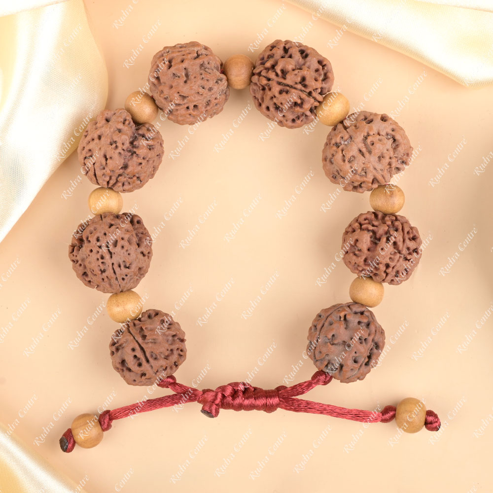 4 Mukhi Nepali Rudraksha x White Sandal Adjustable Bracelet