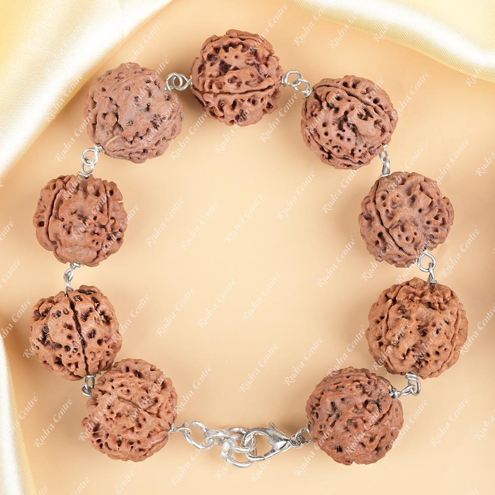 4 Mukhi Nepali Rudraksha 925 Silver Wire Bracelet