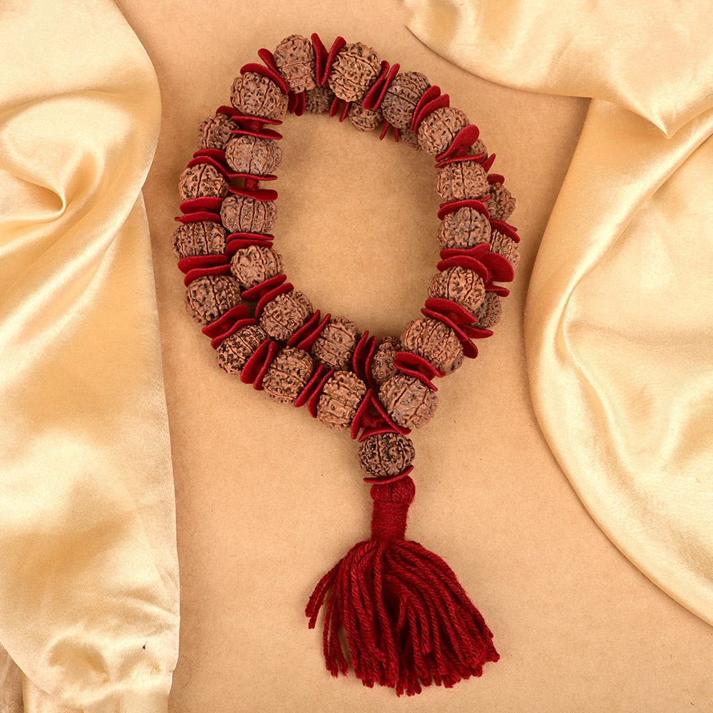 13 Mukhi Nepali Rudraksha Woolen Spacers Kantha Mala