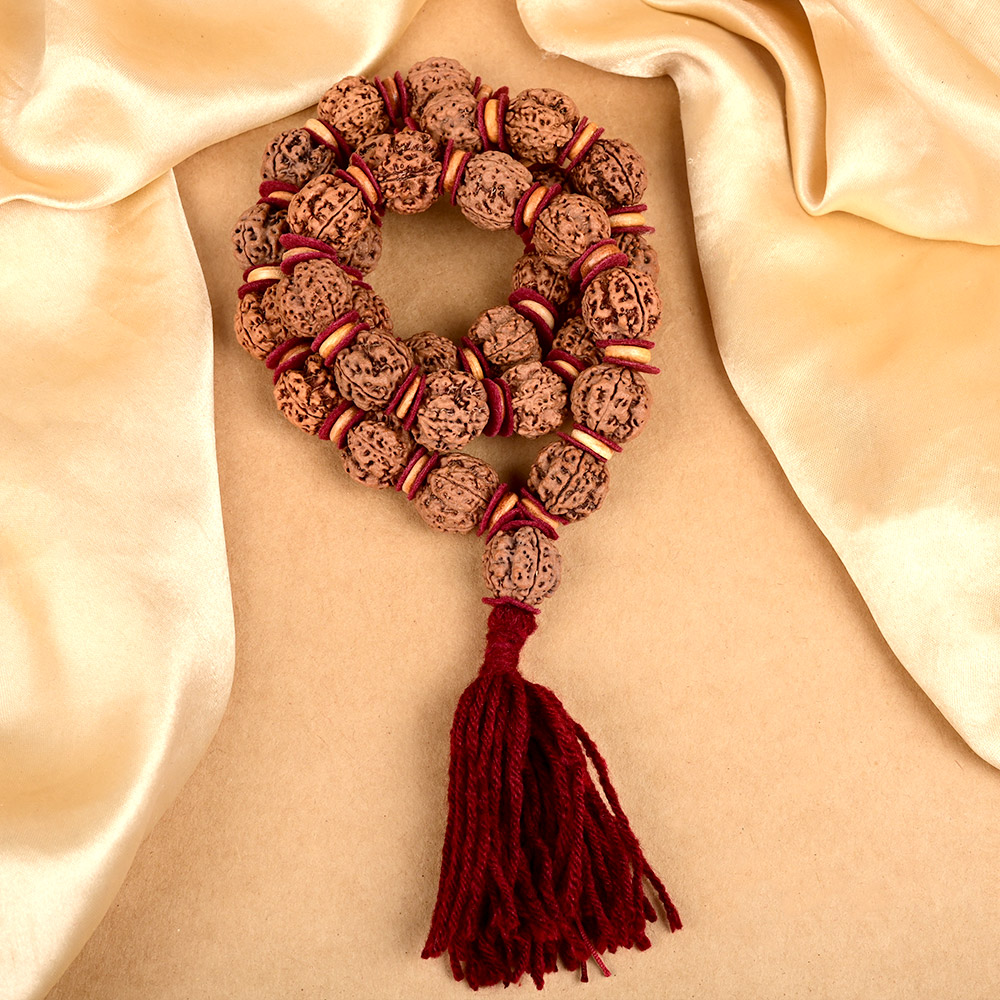 4 Mukhi Nepal Rudraksha x Woolen & Wooden Spacers Mala