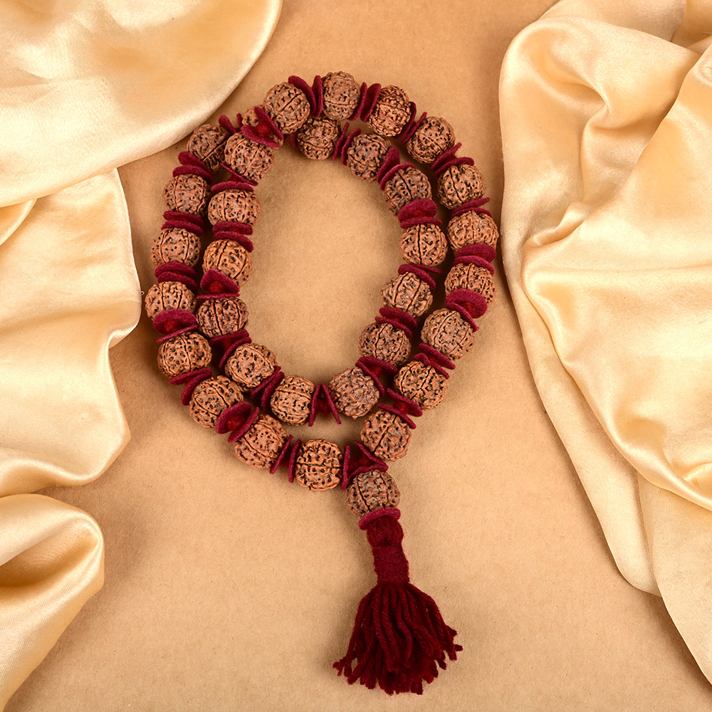 6 Mukhi Nepal Rudraksha Woolen Spacers Kantha Mala