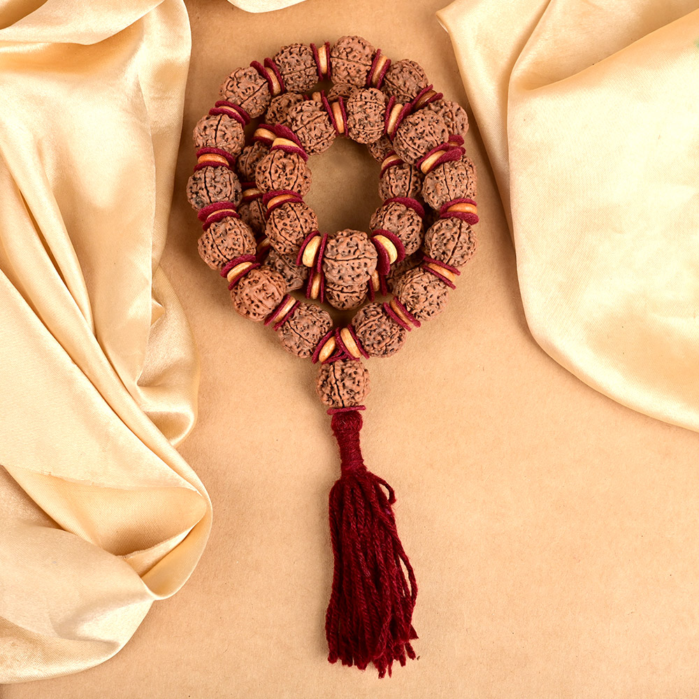 6 Mukhi Nepal Rudraksha x Woolen & Wooden Spacers Mala