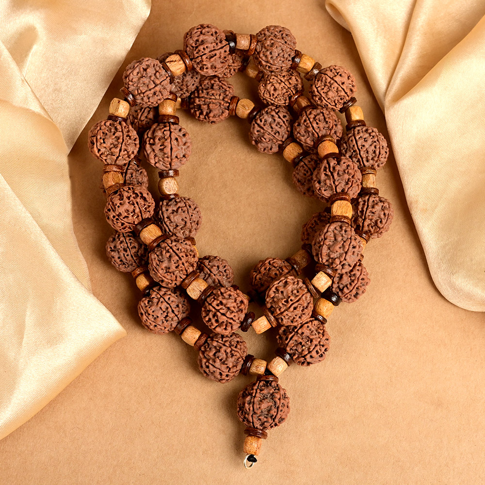 6 Mukhi Nepal Rudraksha Wooden Spacers Mala
