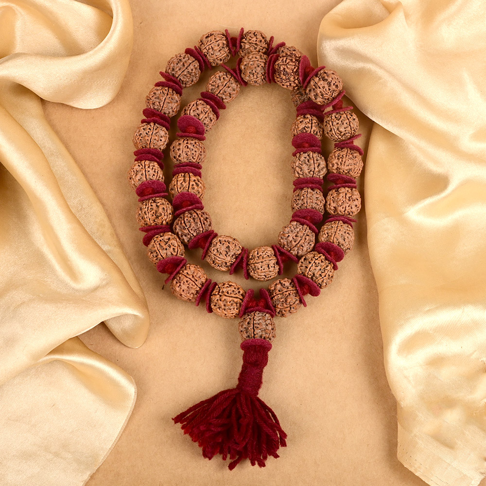 7 Mukhi Nepali Rudraksha Woolen Spacers Kantha Mala