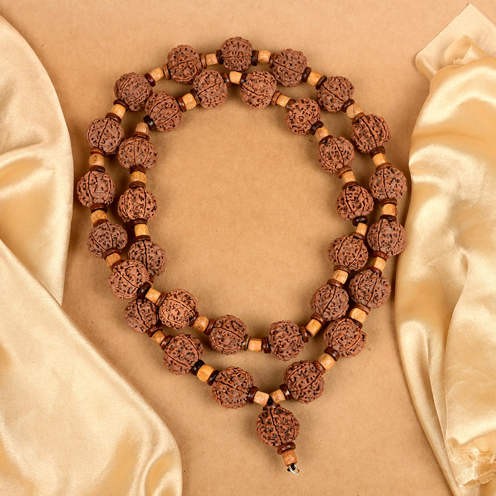 7 Mukhi Nepali Rudraksha Wooden Spacers Kantha Mala