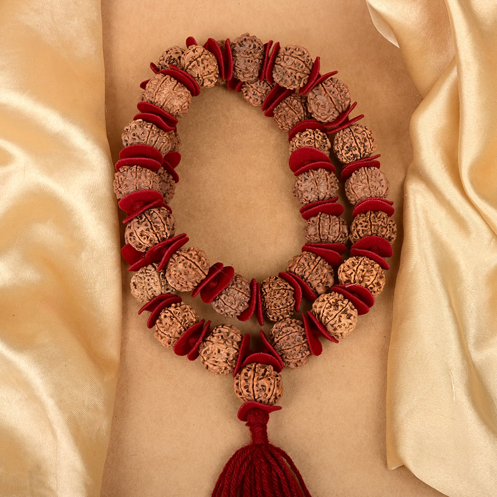 9 Mukhi Nepali Rudraksha Woolen Spacers Kantha Mala