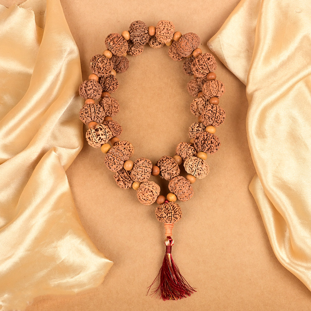 9 Mukhi Nepal Rudraksha x Sandalwood Beads Kantha Mala