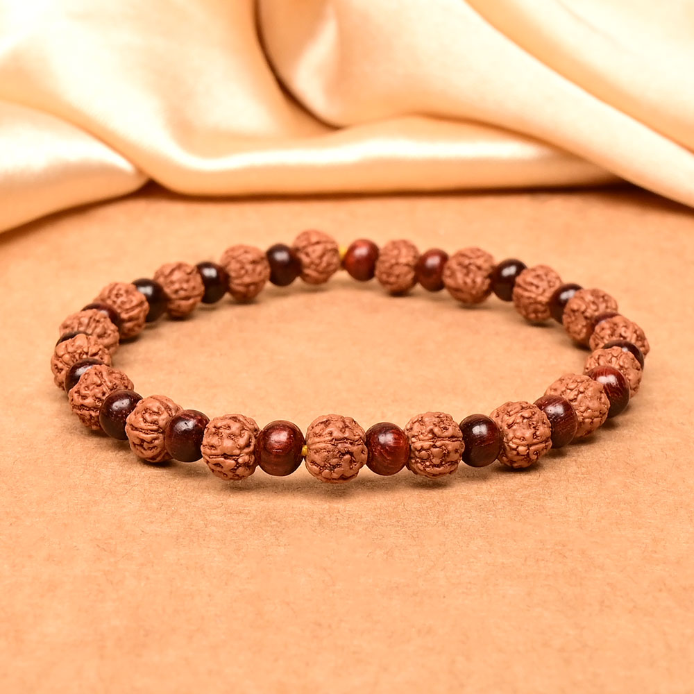 Premium 5 Mukhi Rudraksha x Red Sandalwood Bracelet