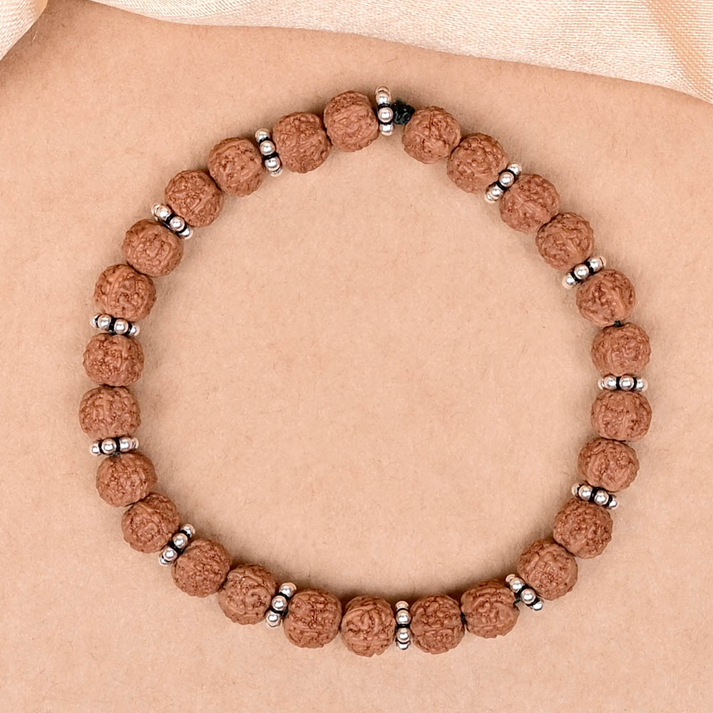 Premium 5 Mukhi Rudraksha 925 Silver Chakri Bracelet