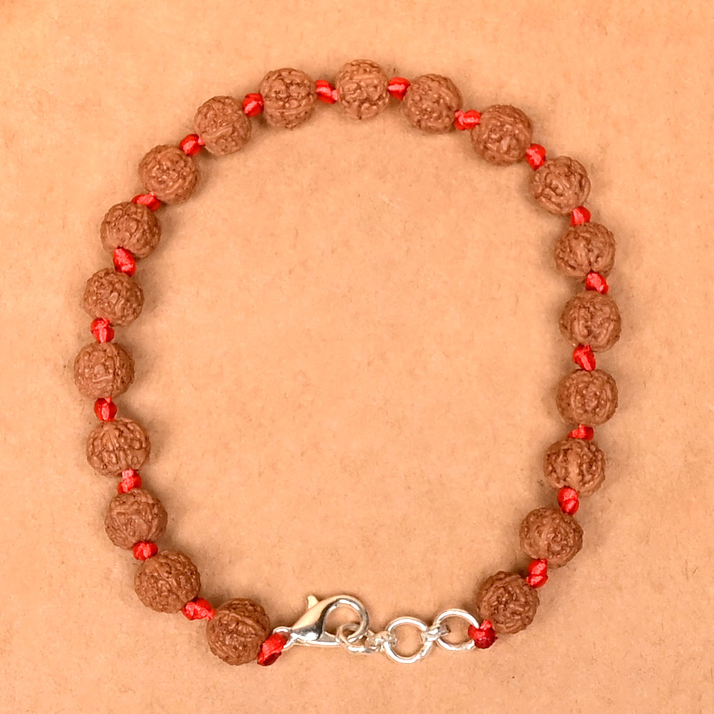 Premium 5 Mukhi Rudraksha German Silver Hook Bracelet