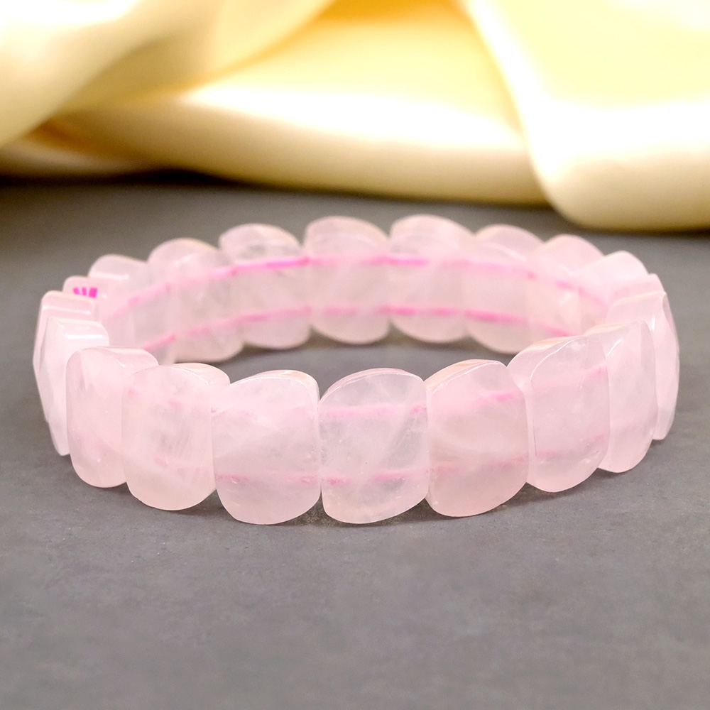 Buy Rose Quartz Faceted Rhombus Shape Bracelet from Rudra Centre (Rudraksha Ratna) at reasonable prices.