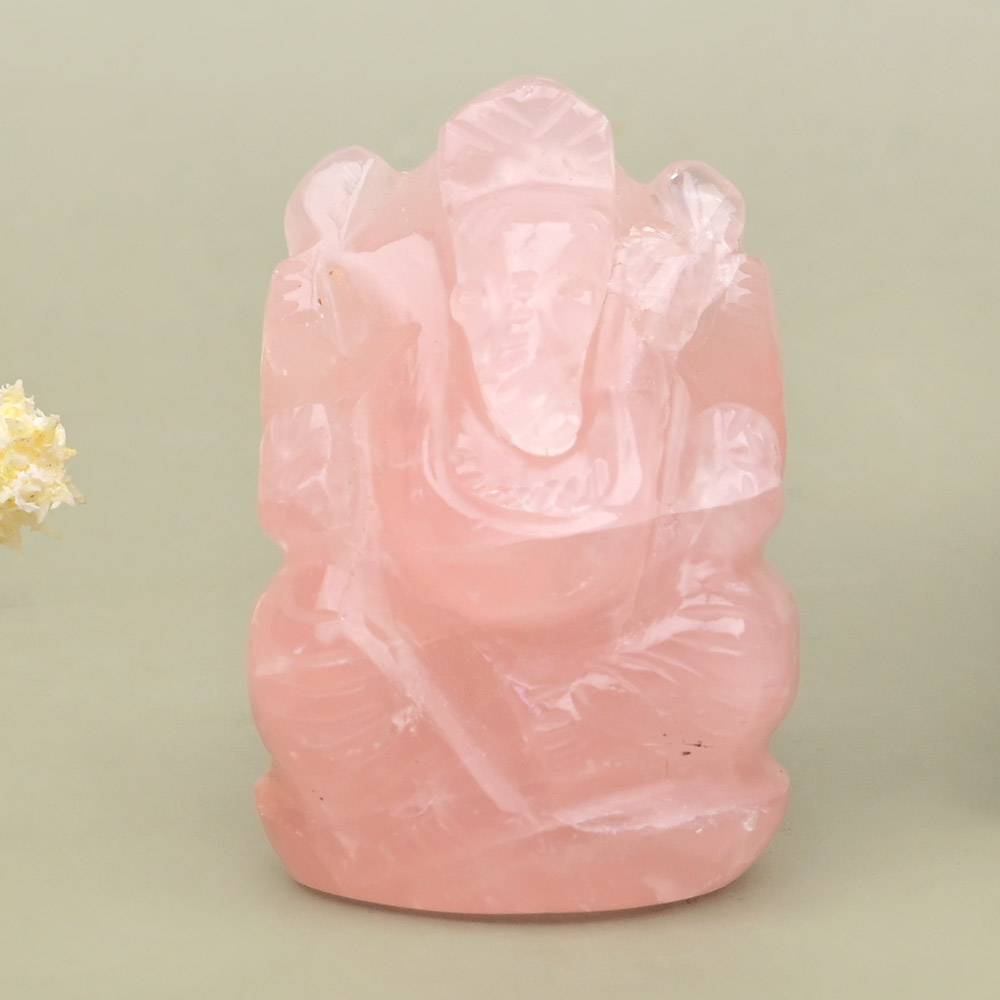 Rose Quartz Ganesha Idol - 41 gms