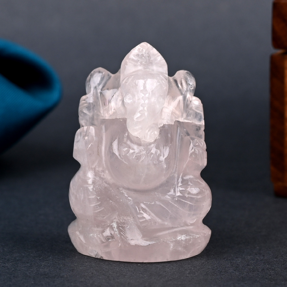 Rose Quartz Ganesha Idol - 30 gms